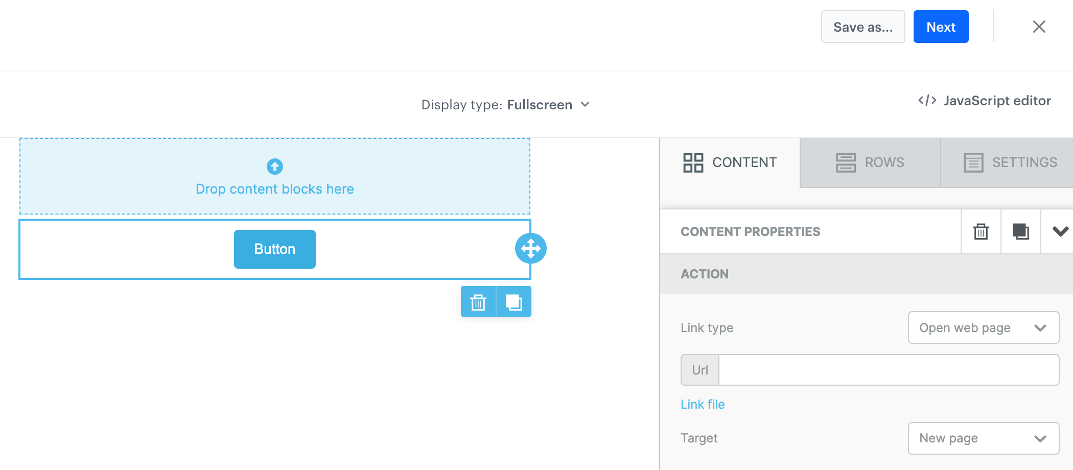 The configuration of the Button widget