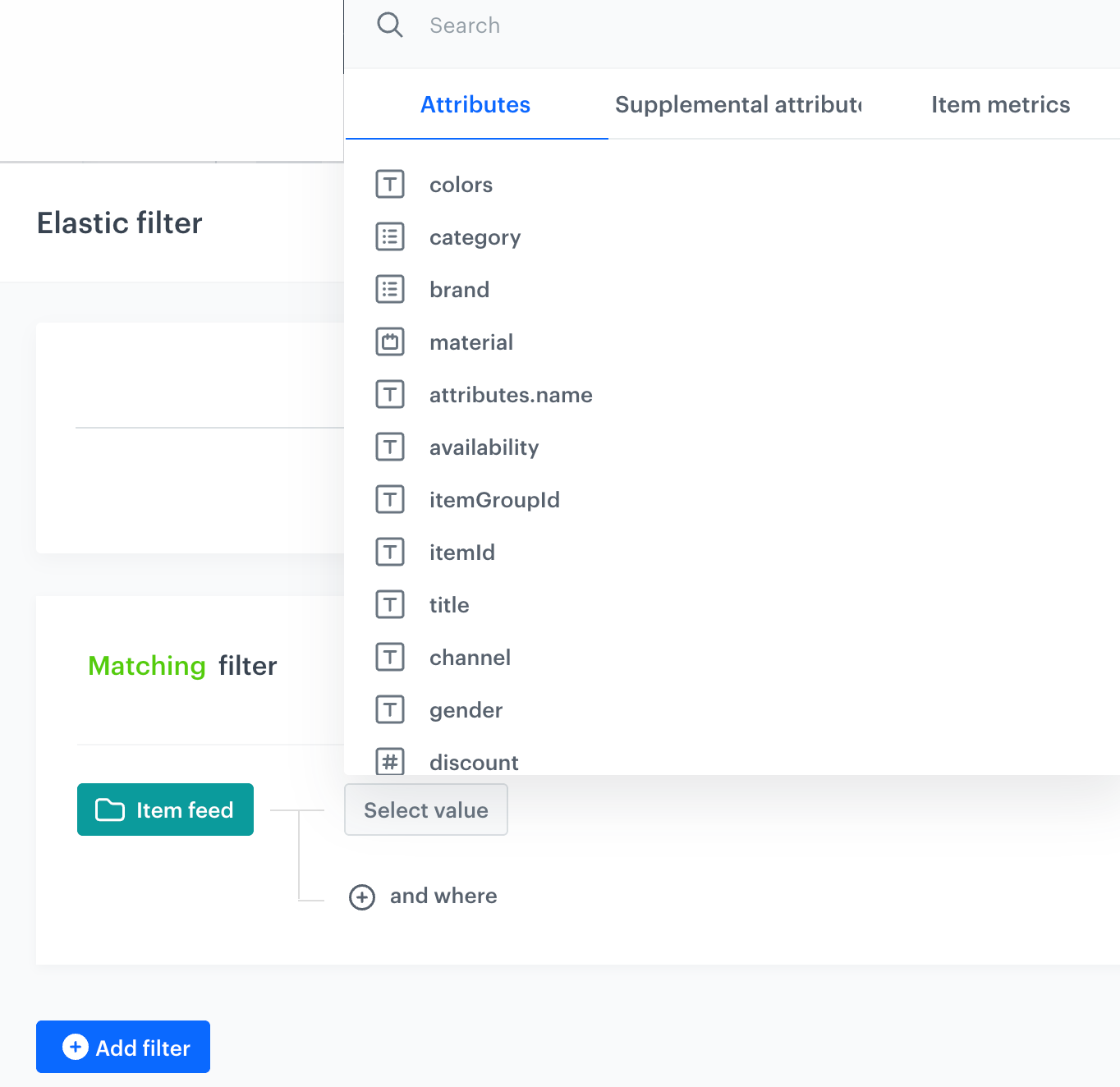 Selection of an attribute