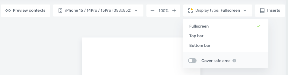View of the Display type option in the template builder