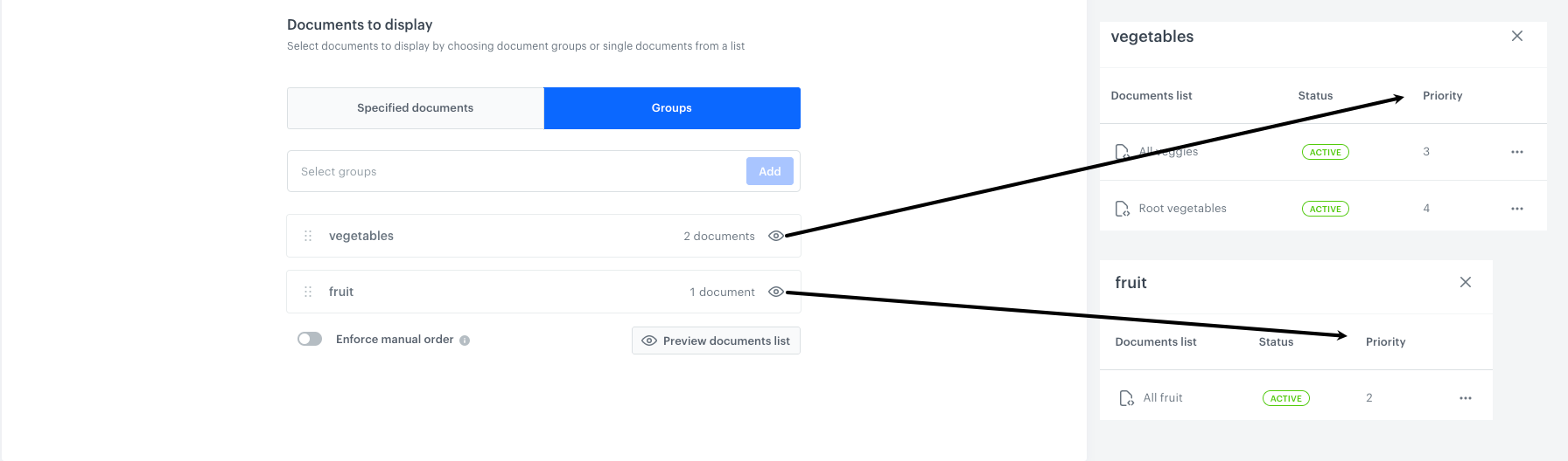 Group of documents selected