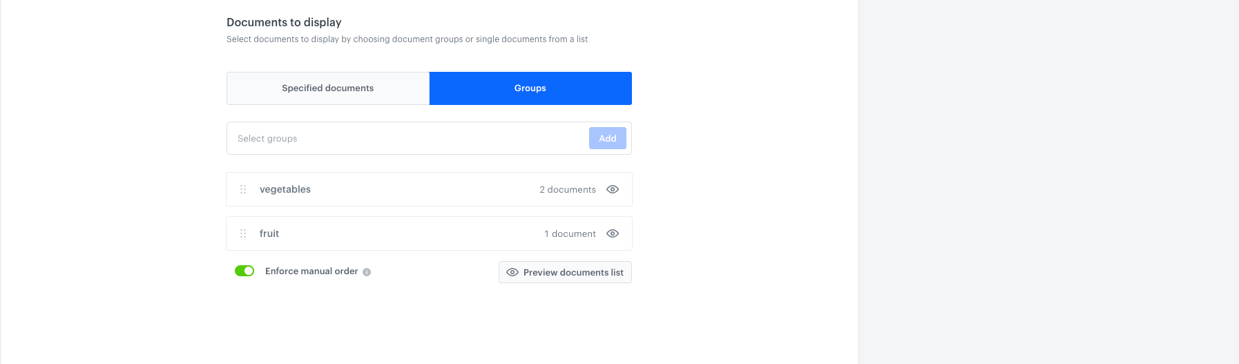 Group of documents selected