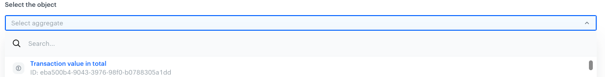Synerise insert select in the configuration form
