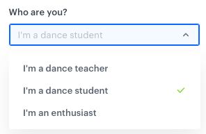A field in the Config tab requiring a selection from a dropdown