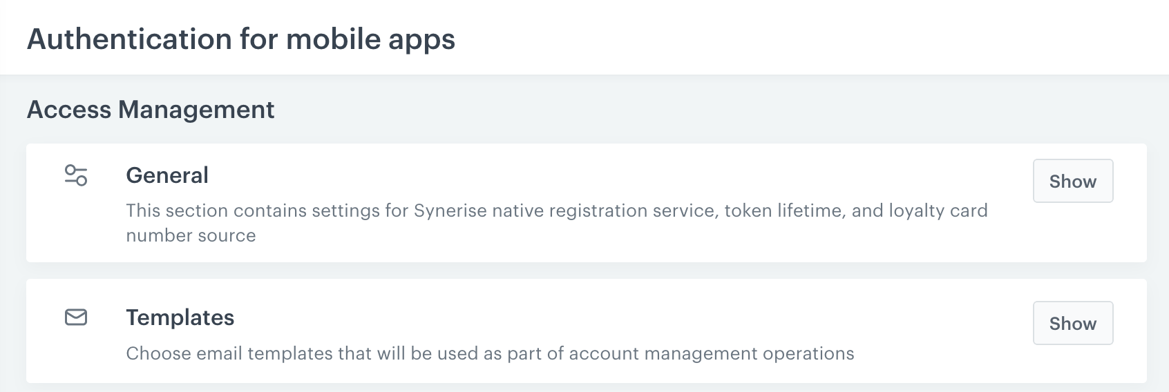 Configuration of settings for account registration