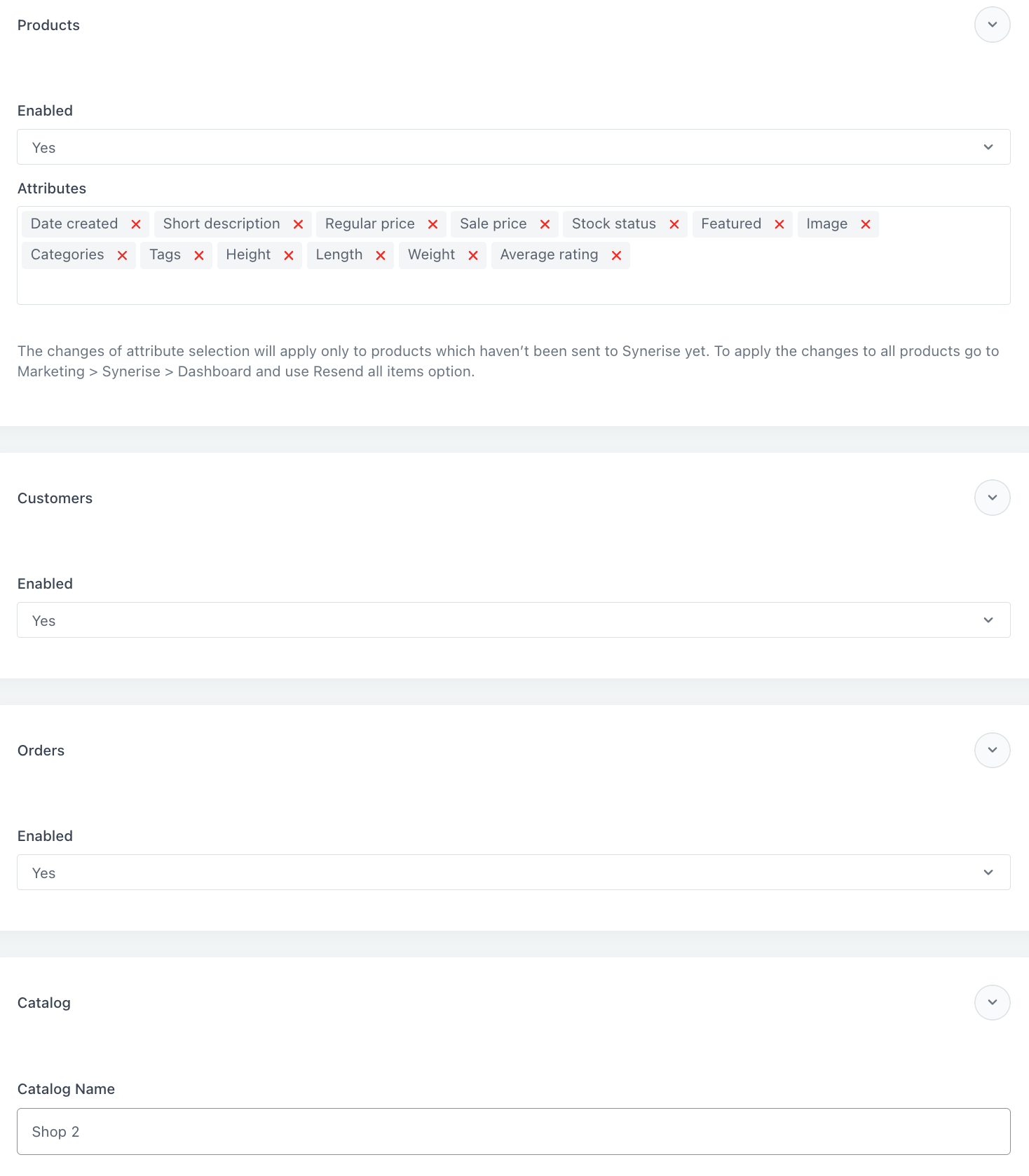 The configuration of the Data section