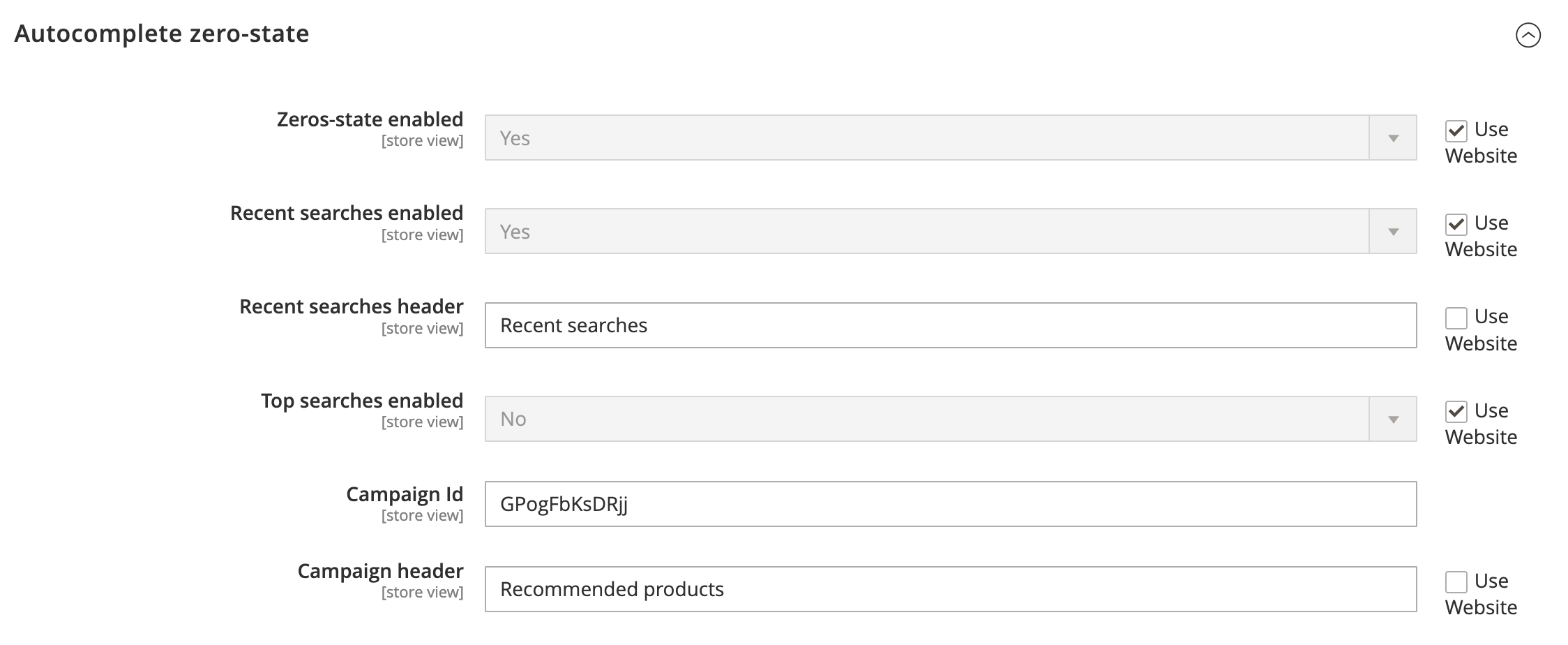 Example zero search stage configuration