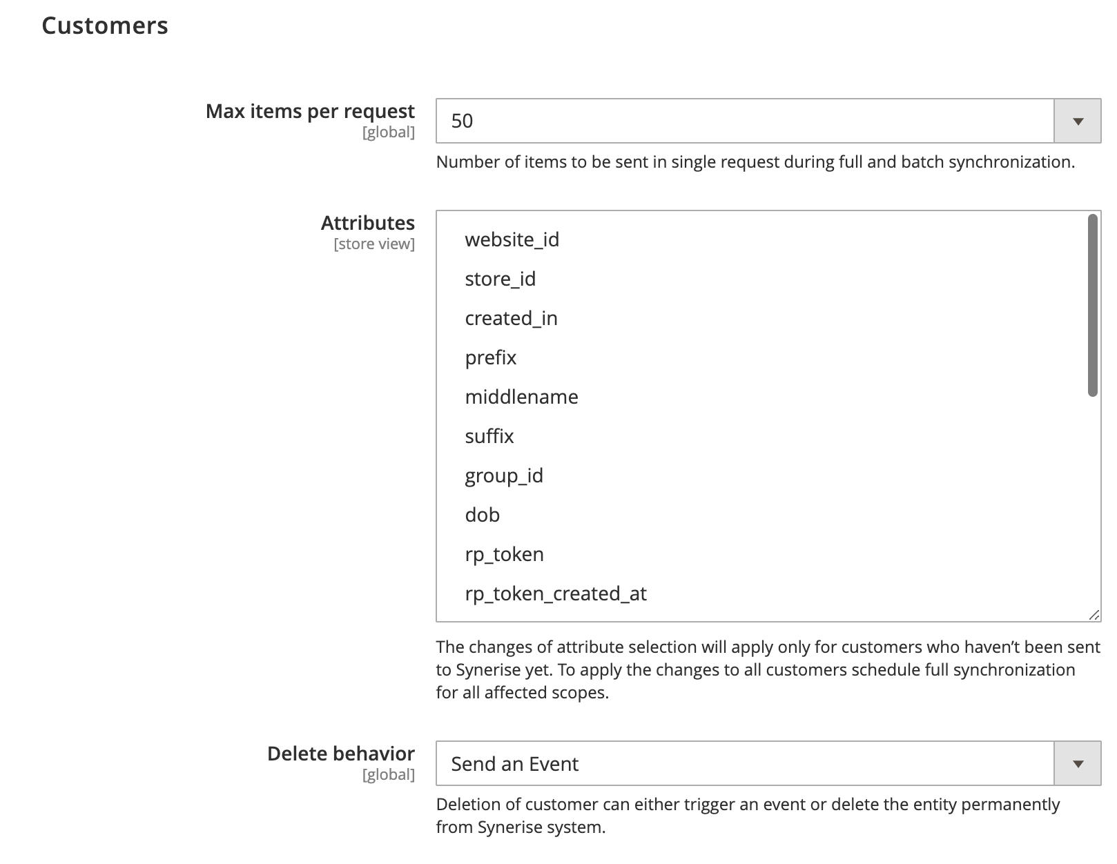 The Customers section in Magento