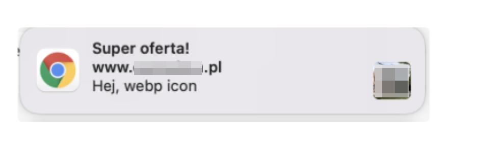 Example of web push on MacOs device