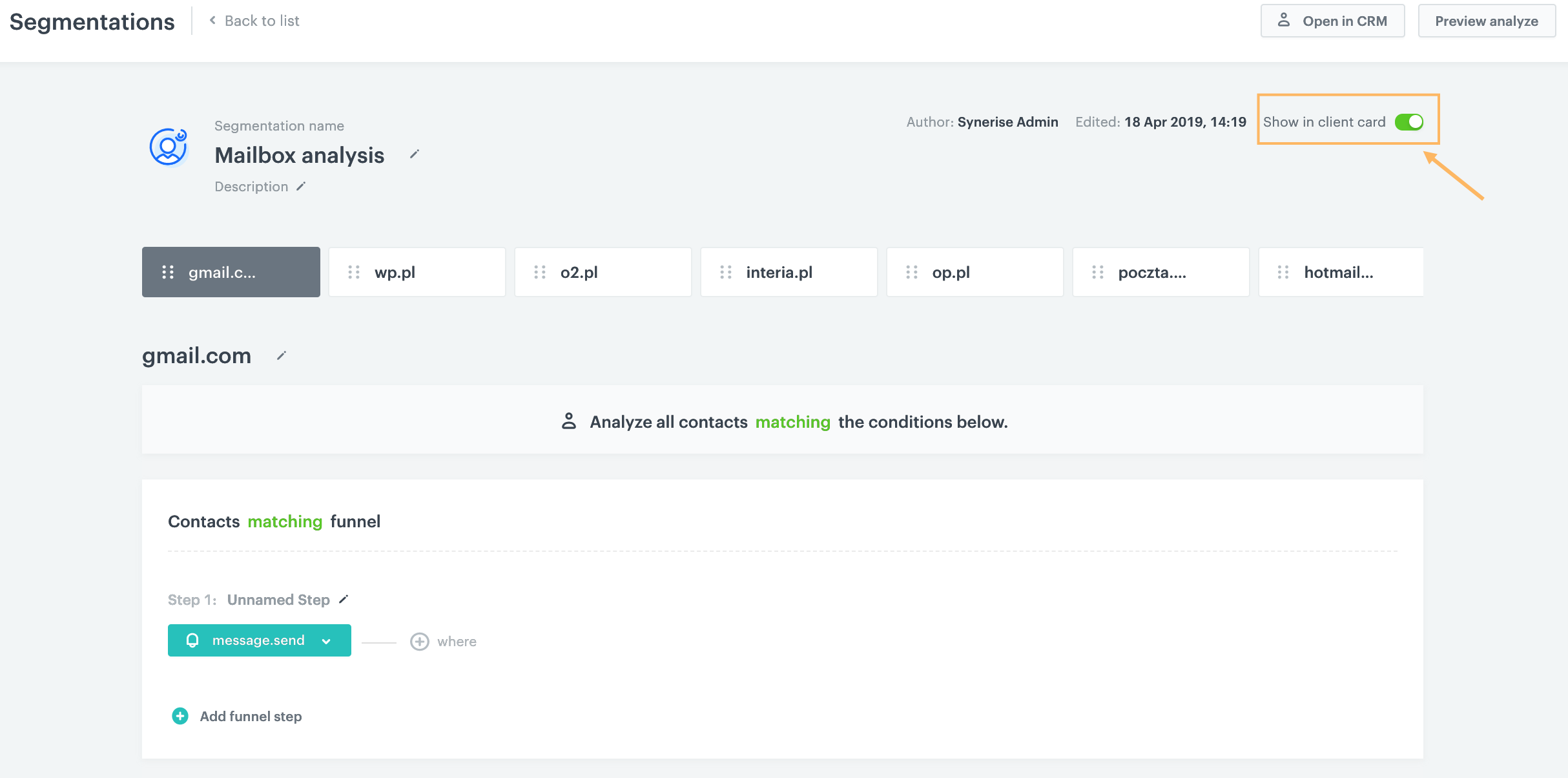 Location of the "Show in profile card" slider