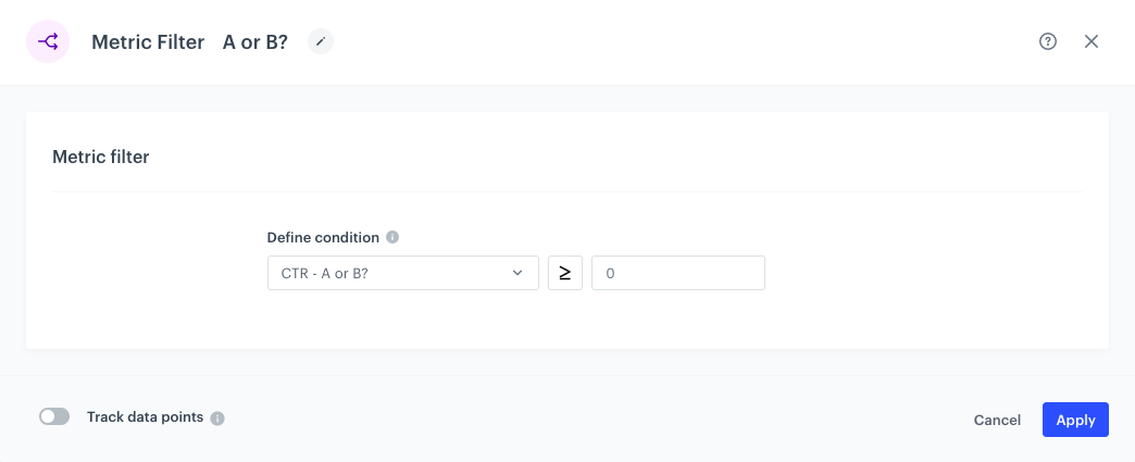 `Screenshot presenting Metric Filter node`