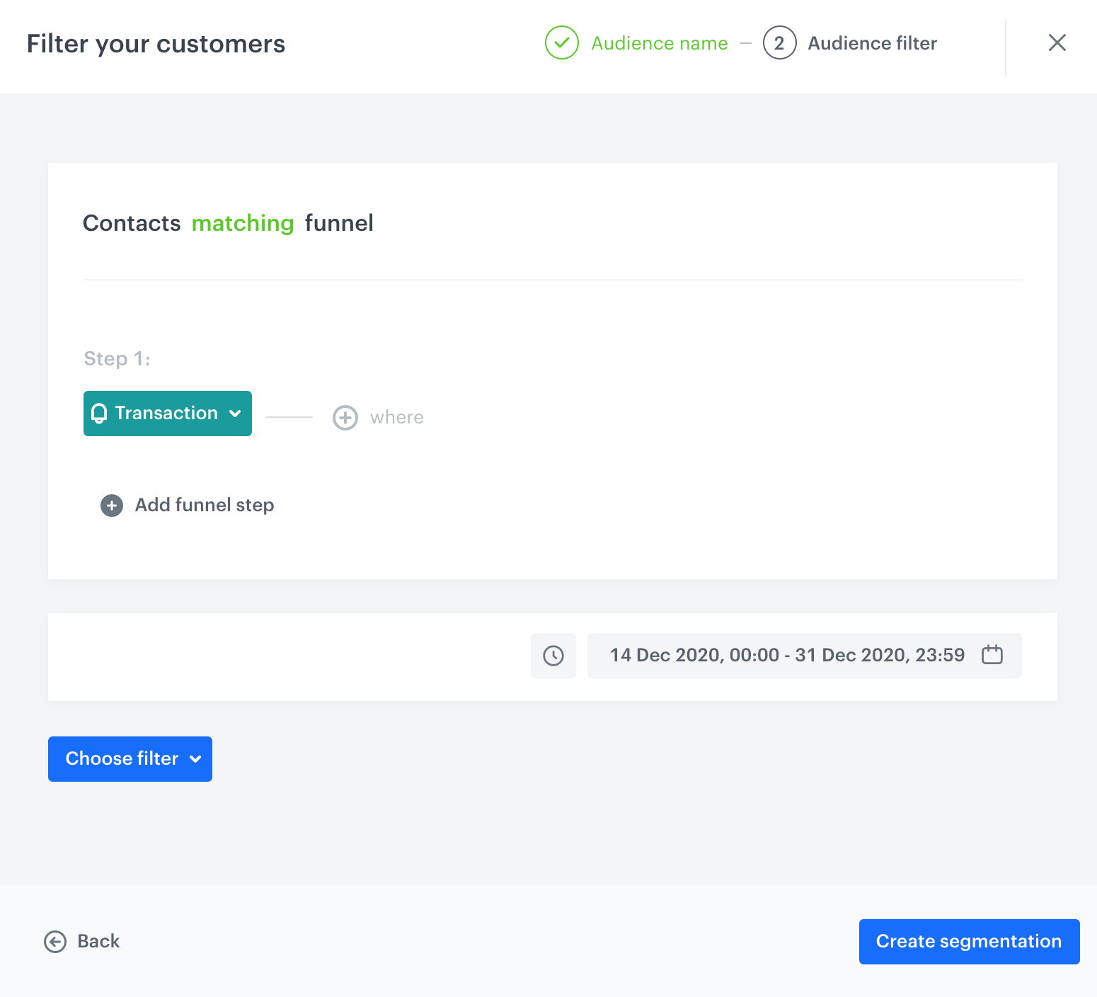 Configuration of the source segmentation