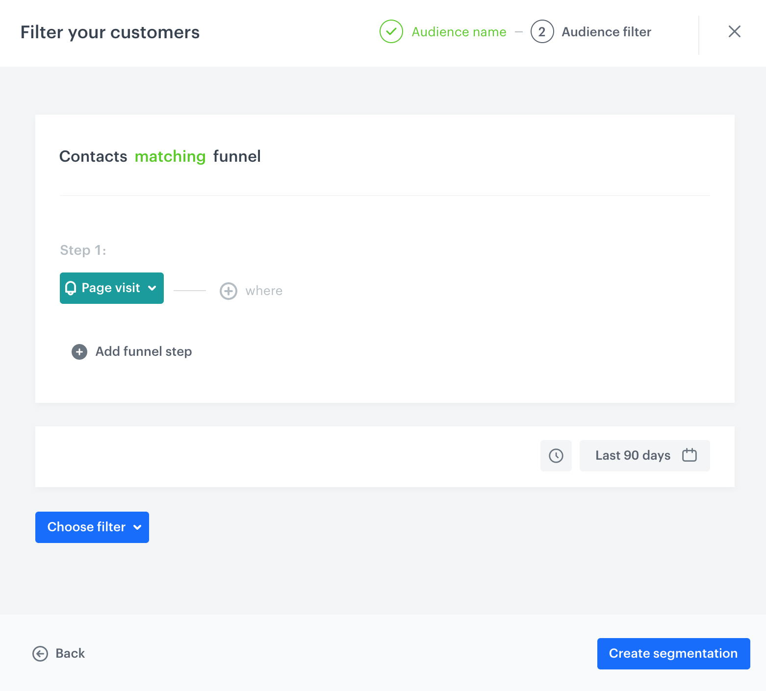 Configuration of the target segmentation