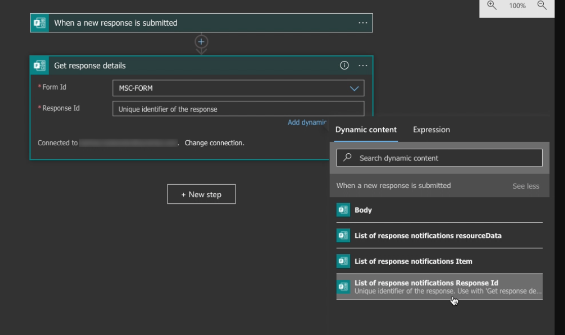 Selecting an action to be performed when a form is submitted