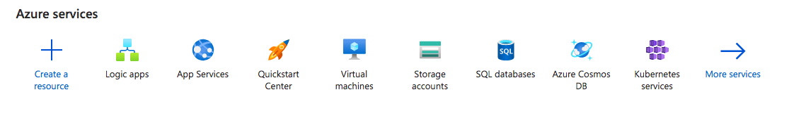 Azure services available in the Azure Portal