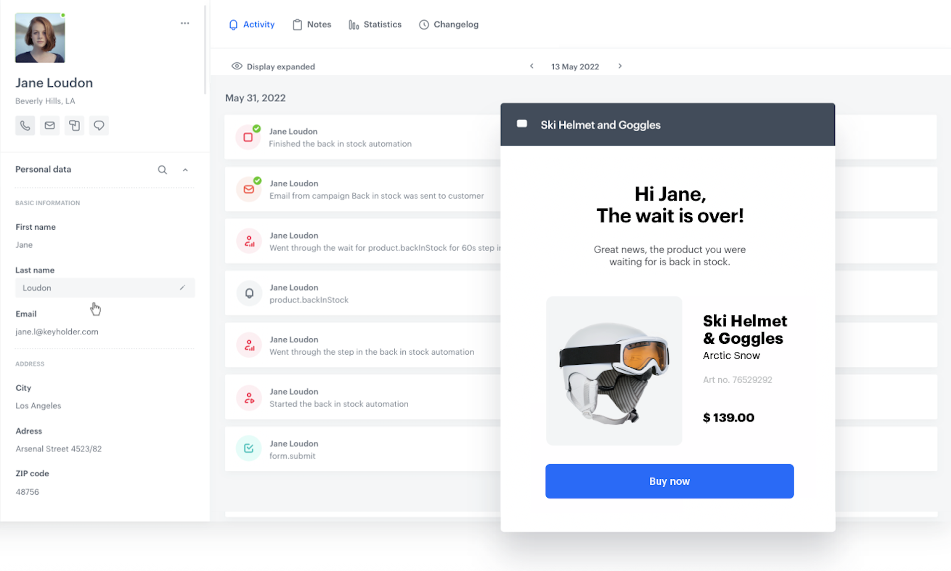 Back in stock campaign