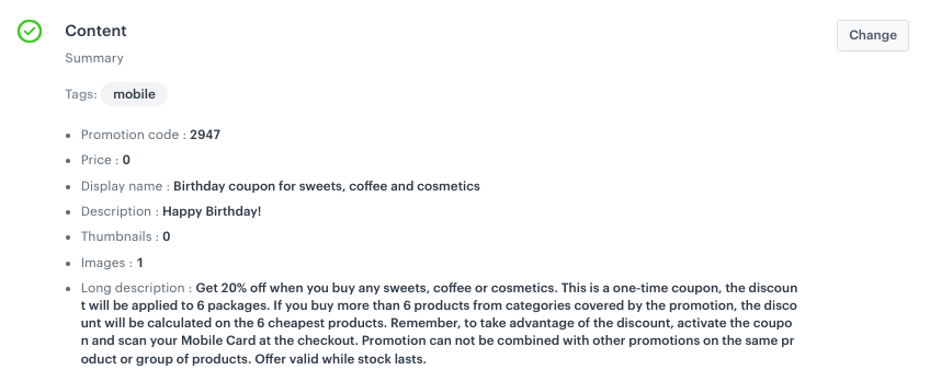 Example of birthday promotion content