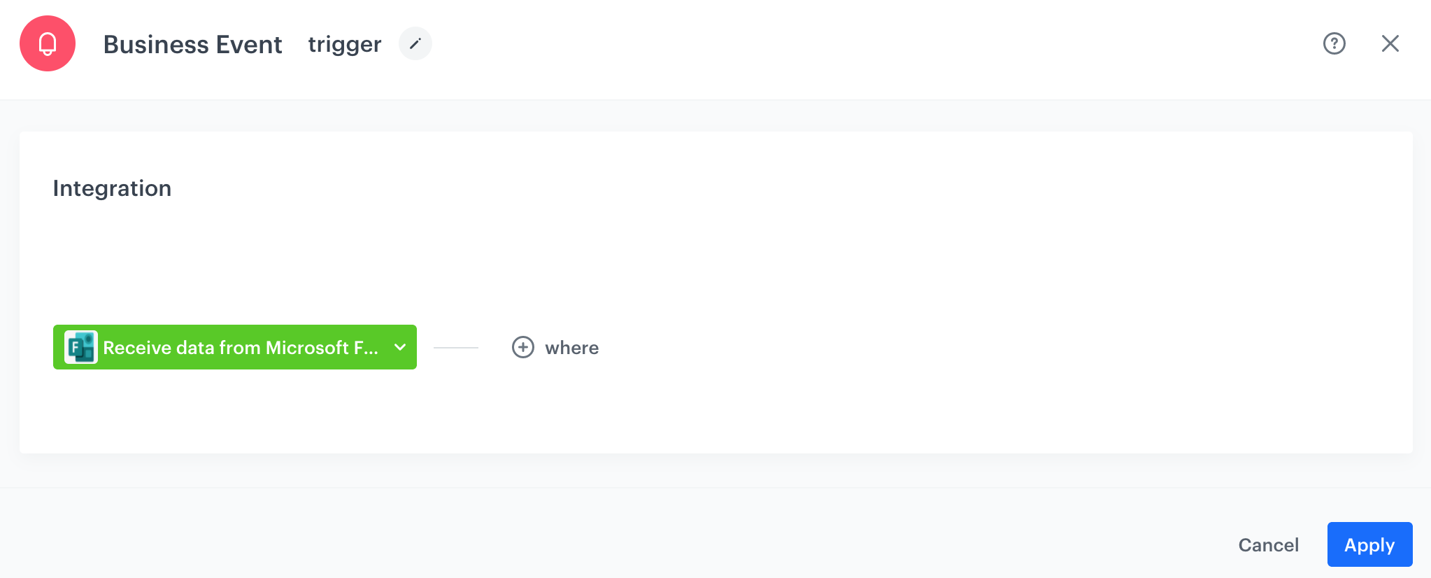 Configuring the Business Event node