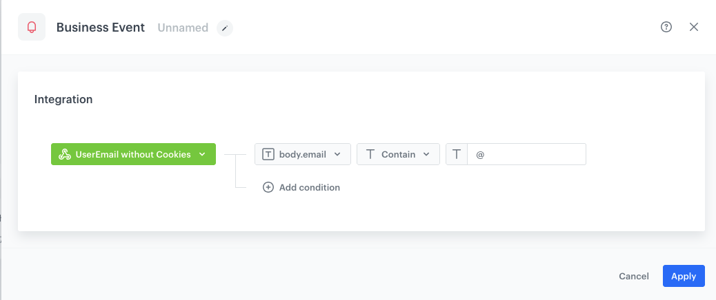 Business Event node configuration