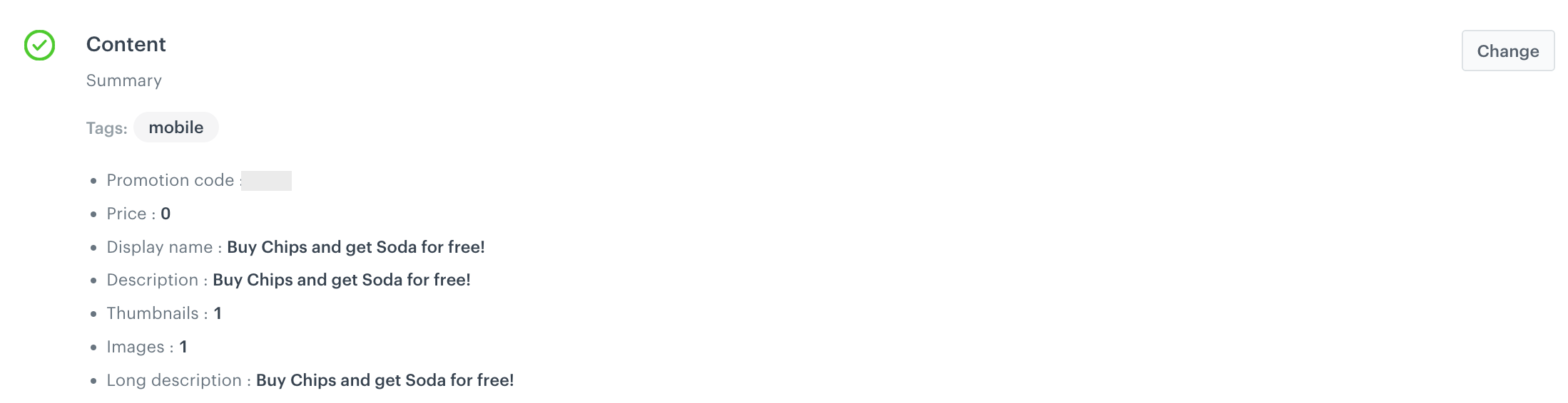 Example of promotion content