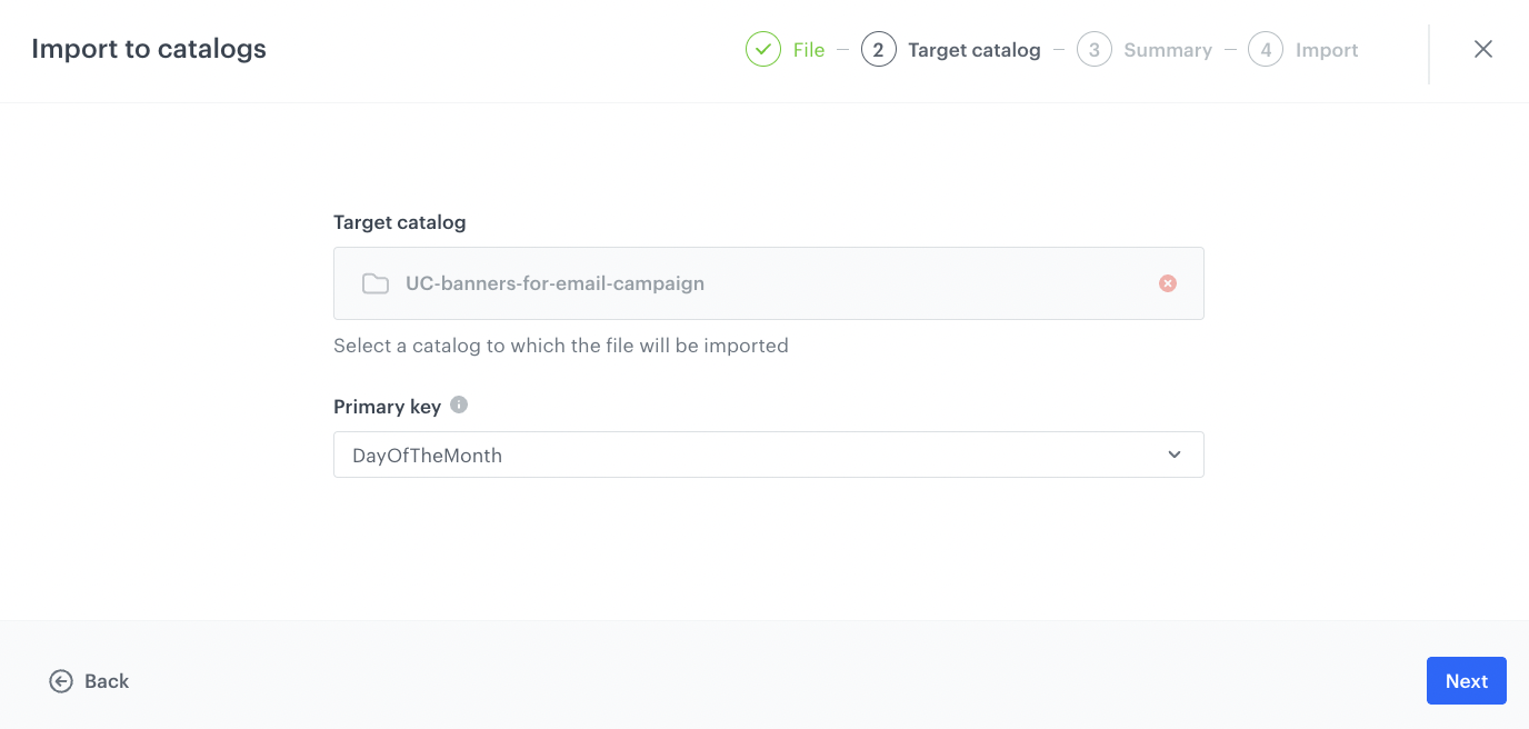 Catalog primary key configuration