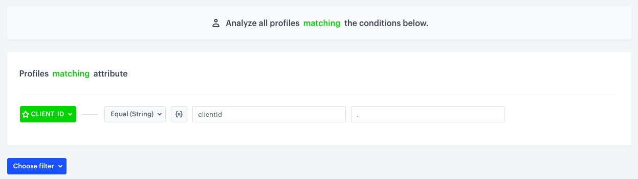 The view of the configuration of the filter in report