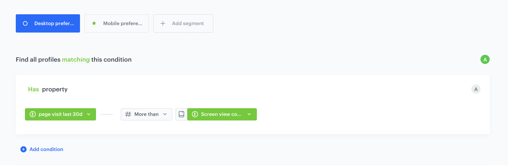 The view of the segment with more website visits