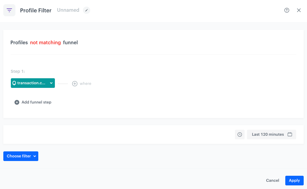 `Screenshot presenting profile filter`