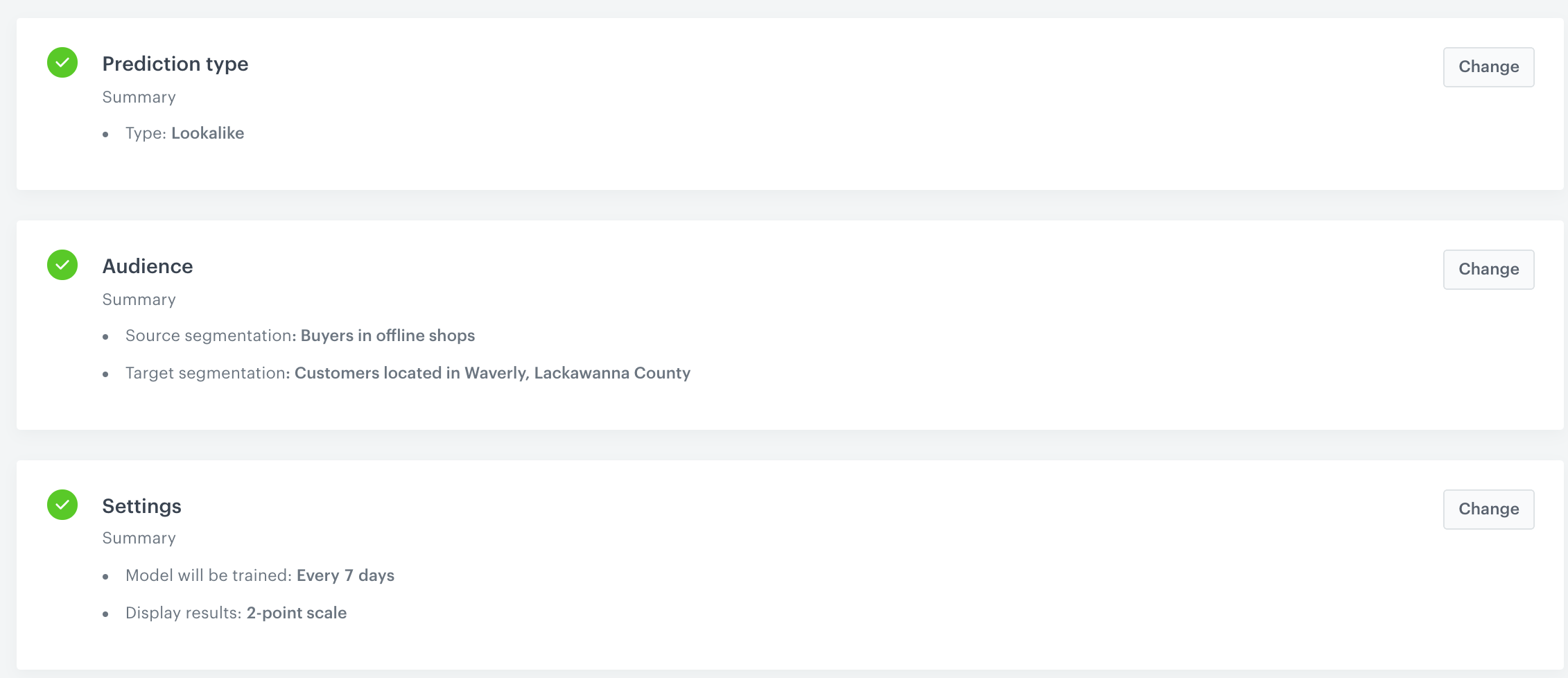 Configuration of the prediction