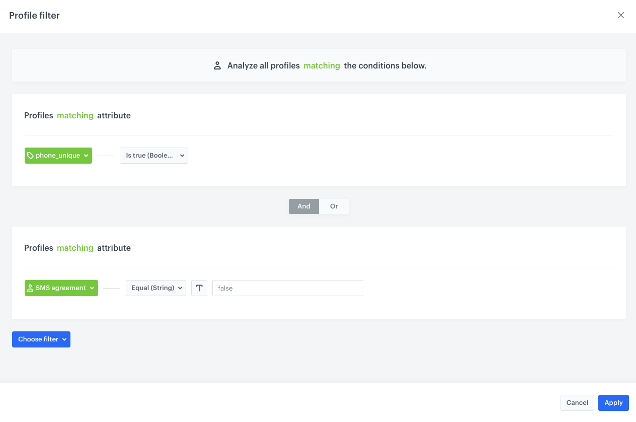 Configuration of the Segment in the Audience node