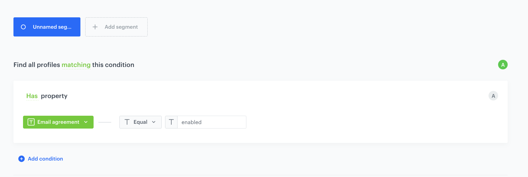 The configuration of the segmentation
