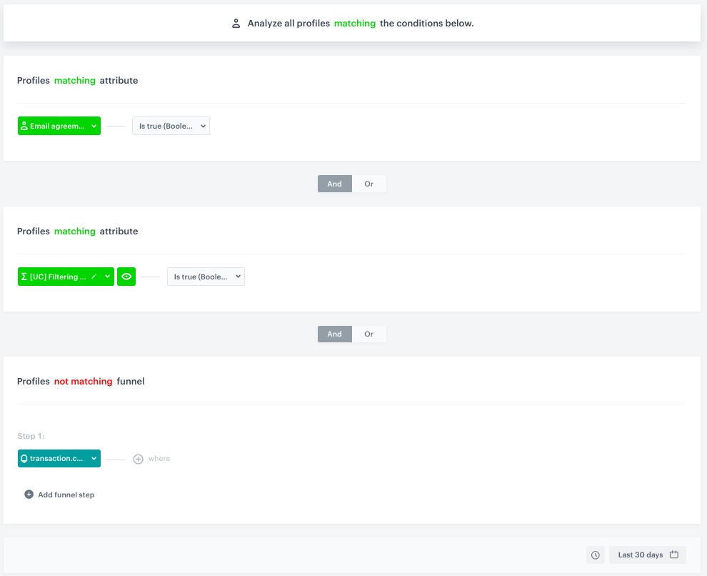 The view of the configuration of the Audience trigger node