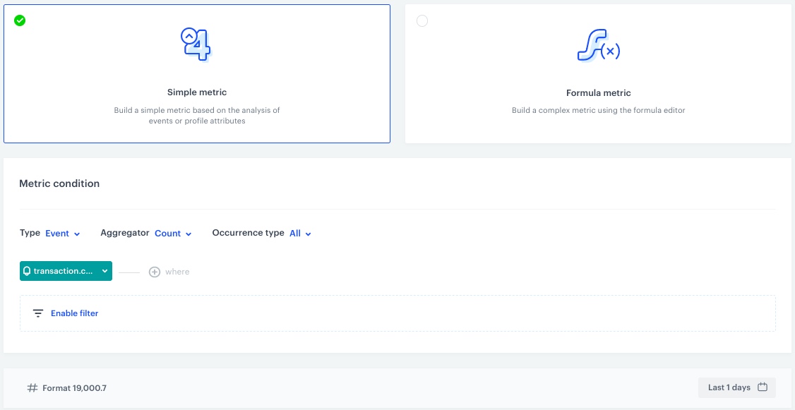 The view of the metric configuration