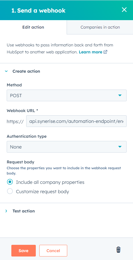 Webhook configuration