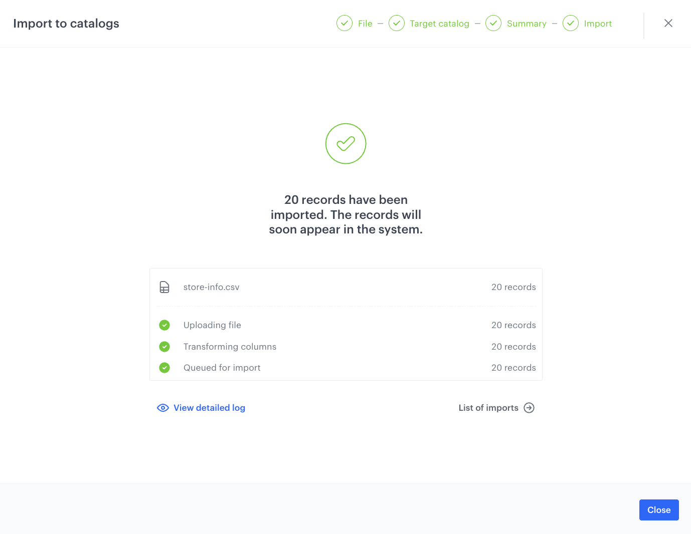 Import success