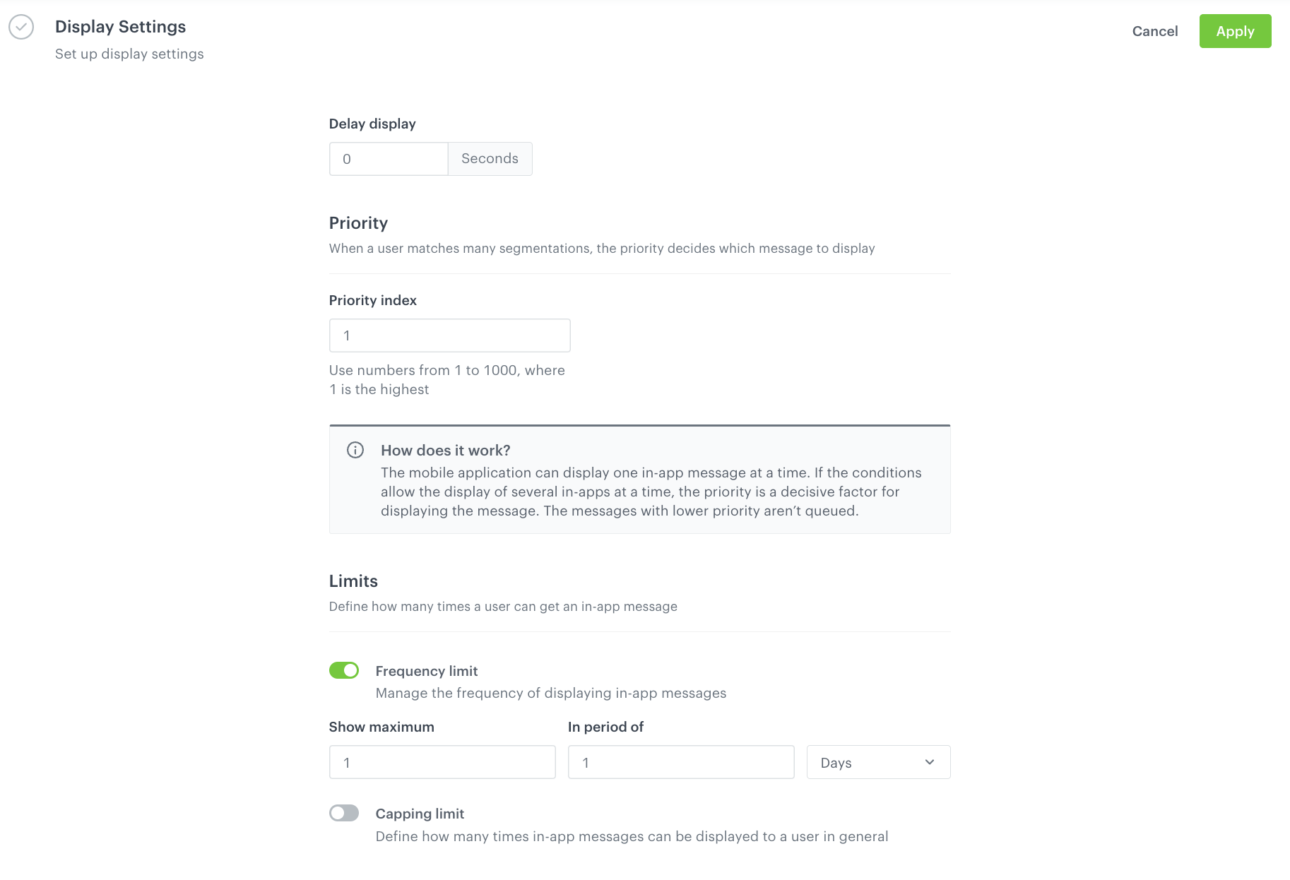 The display settings