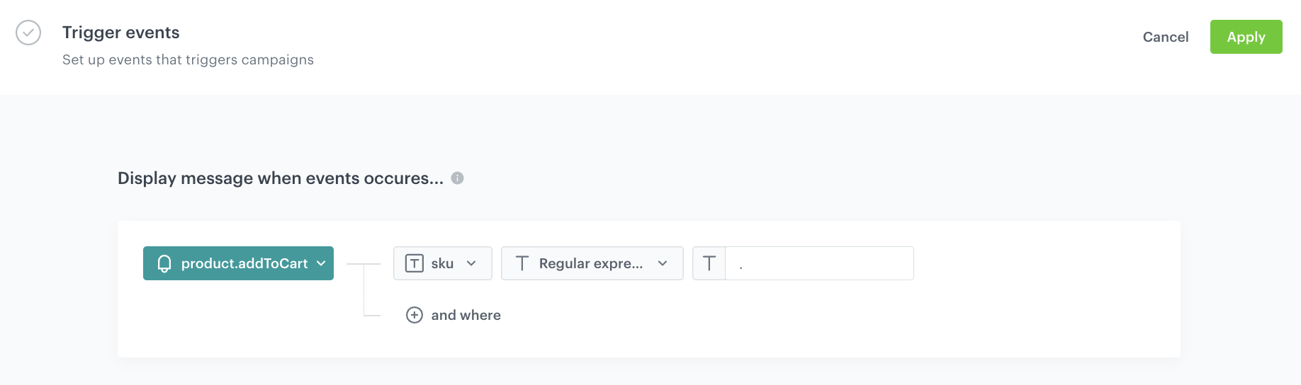 The trigger events settings