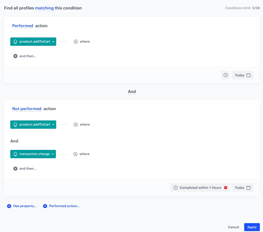 The view of the In-app Audience configuration