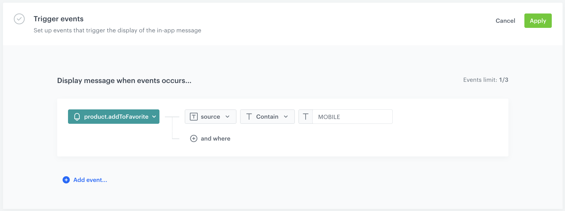 Trigger event settings