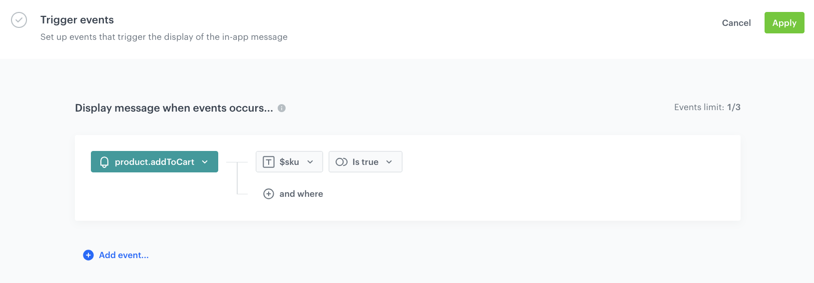 Trigger event settings