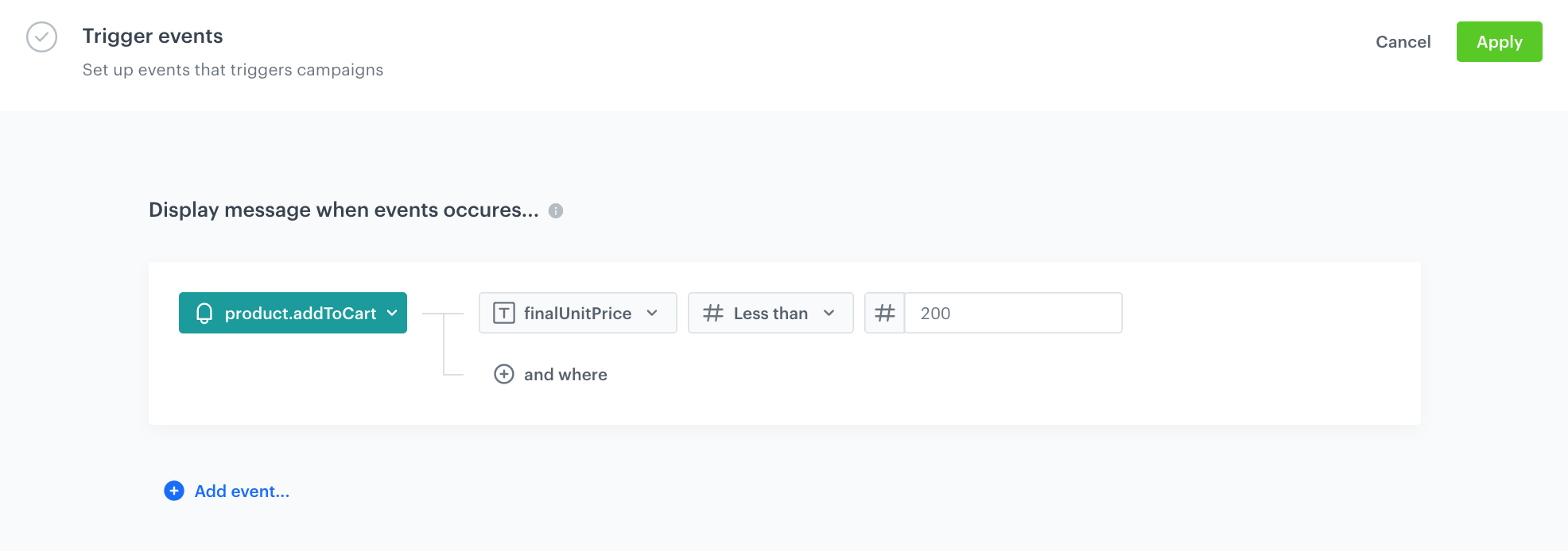 Trigger event settings