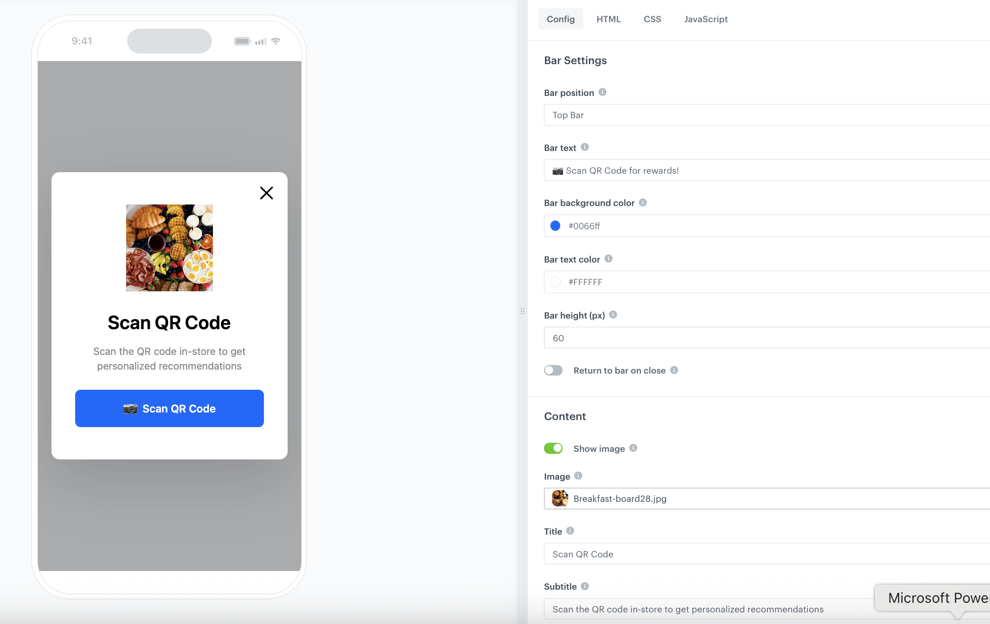 In-app configuration