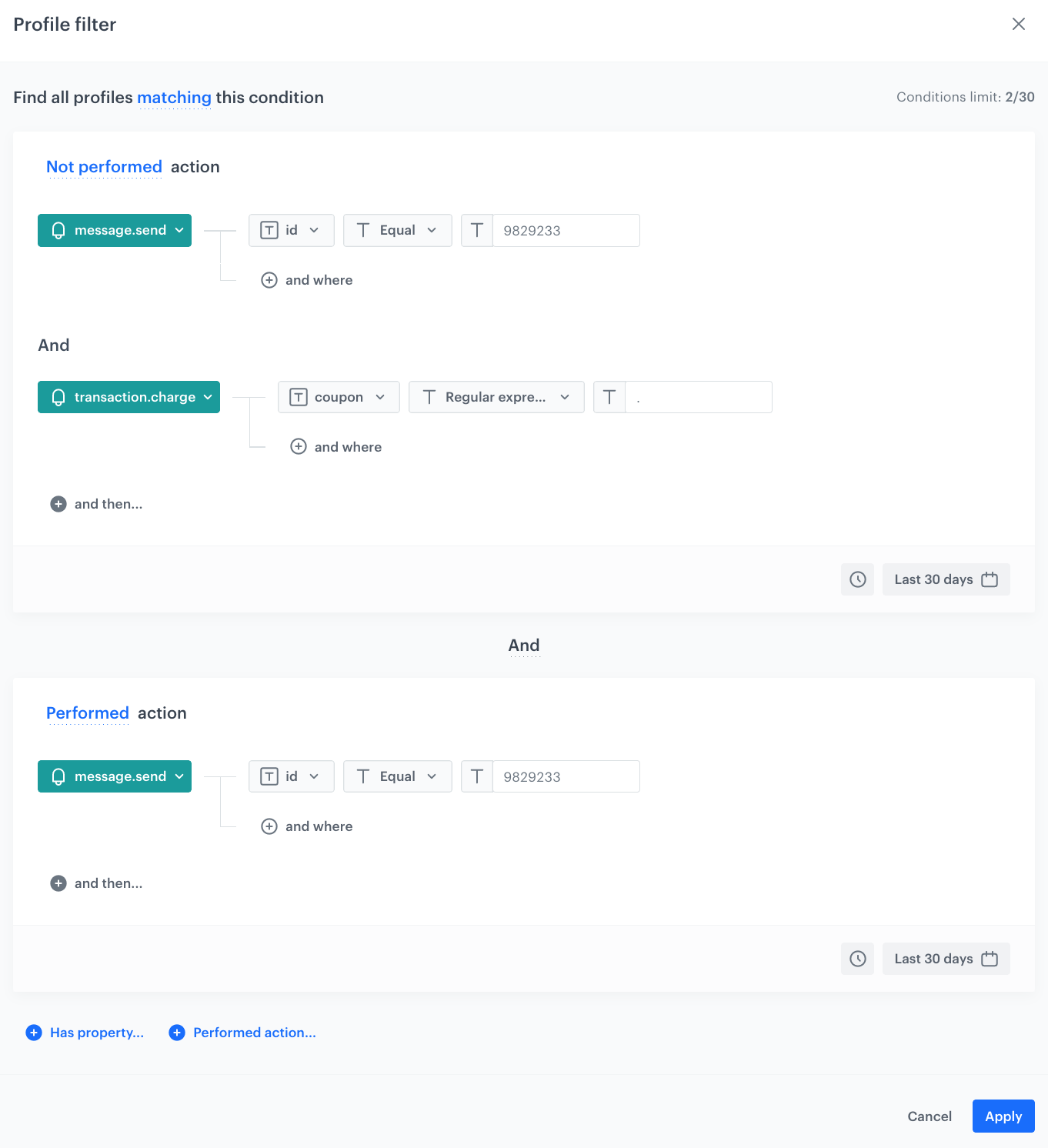 The view of In app campaign configuration
