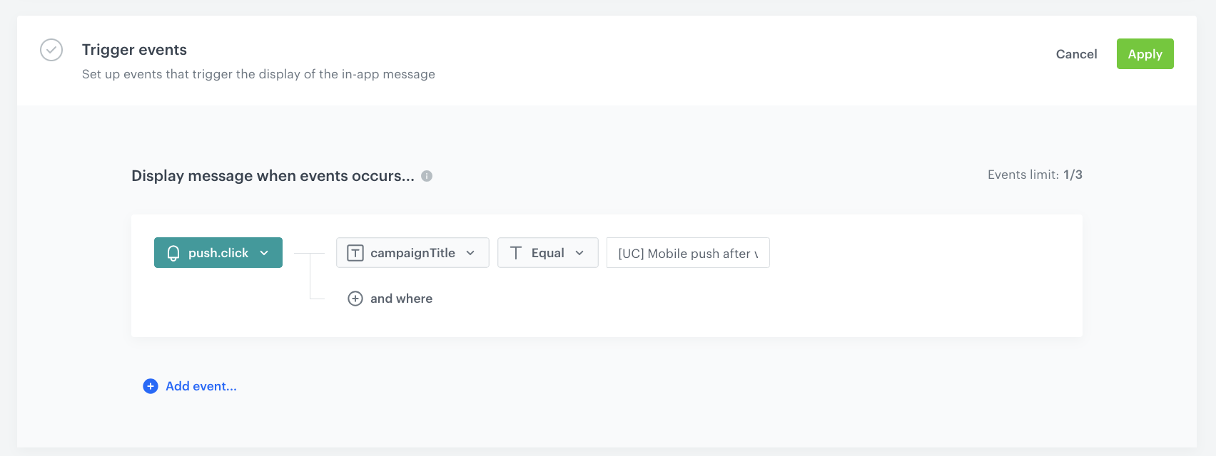 Trigger event settings