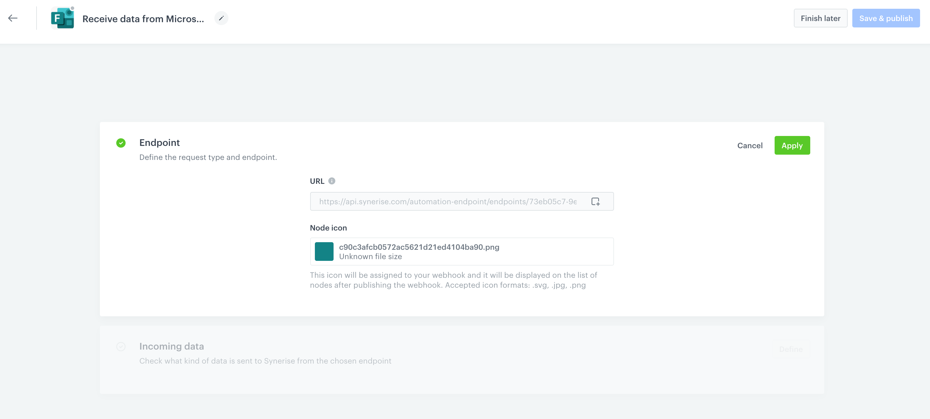 Configuration of the Endpoint section