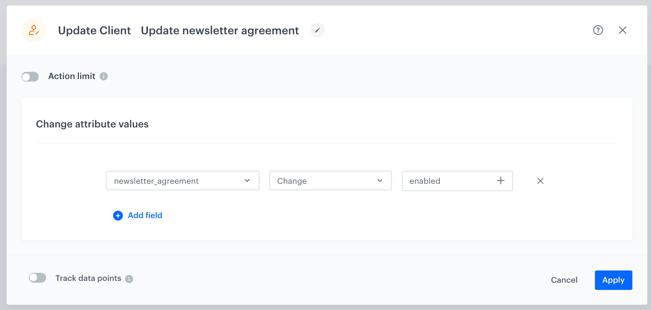Screenshot presenting Update Profile node