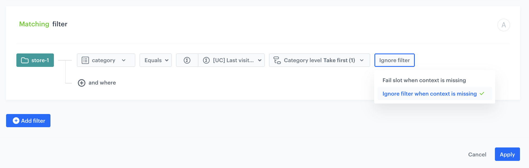 The view of the configuration of the recommendations