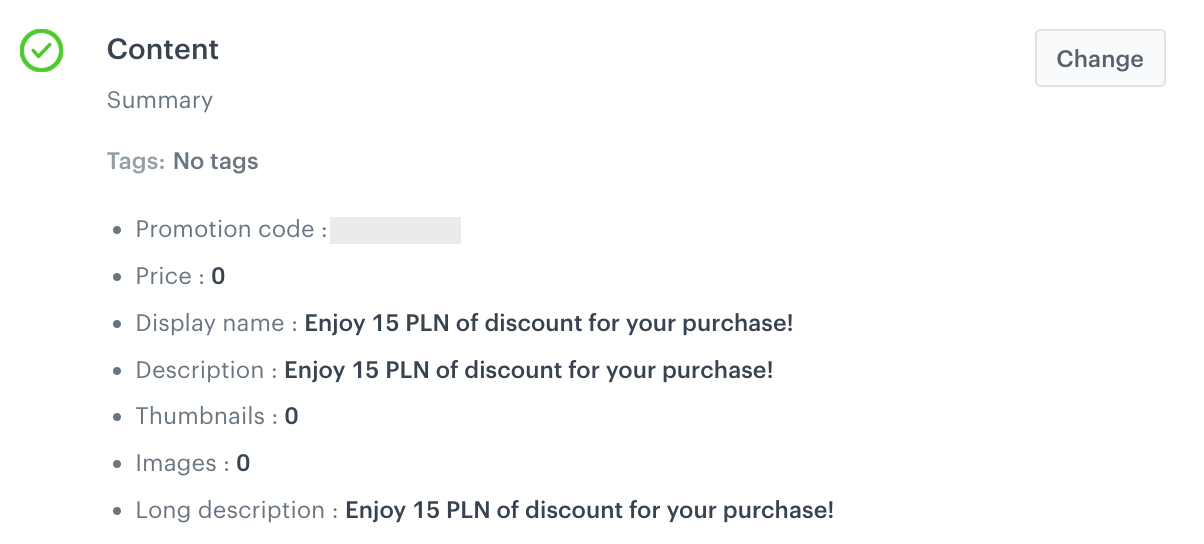 Example of promotion content