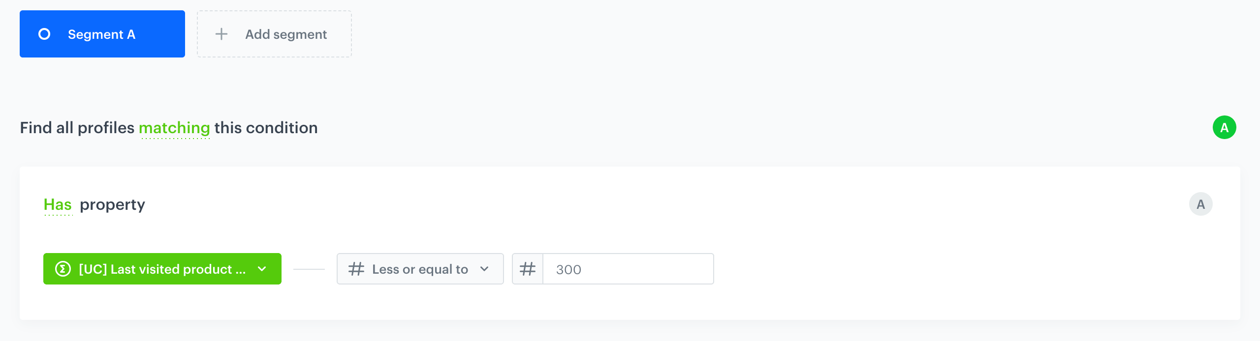 The view of the segmentation configuration