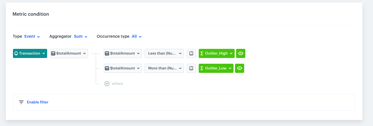 Example definition of metric that excludes outliers