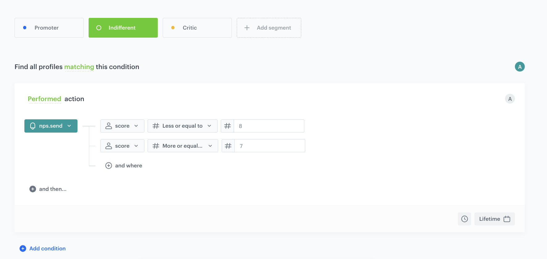 Configuration of the segment